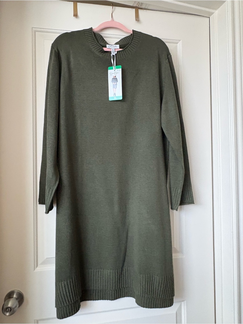 Jessica Simpson Olive Green Long Sleeve Knit Dress